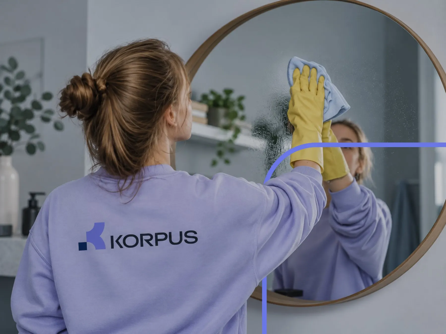 KORPUS darbuotoja valo veidrodį pagal patikros sąrašą